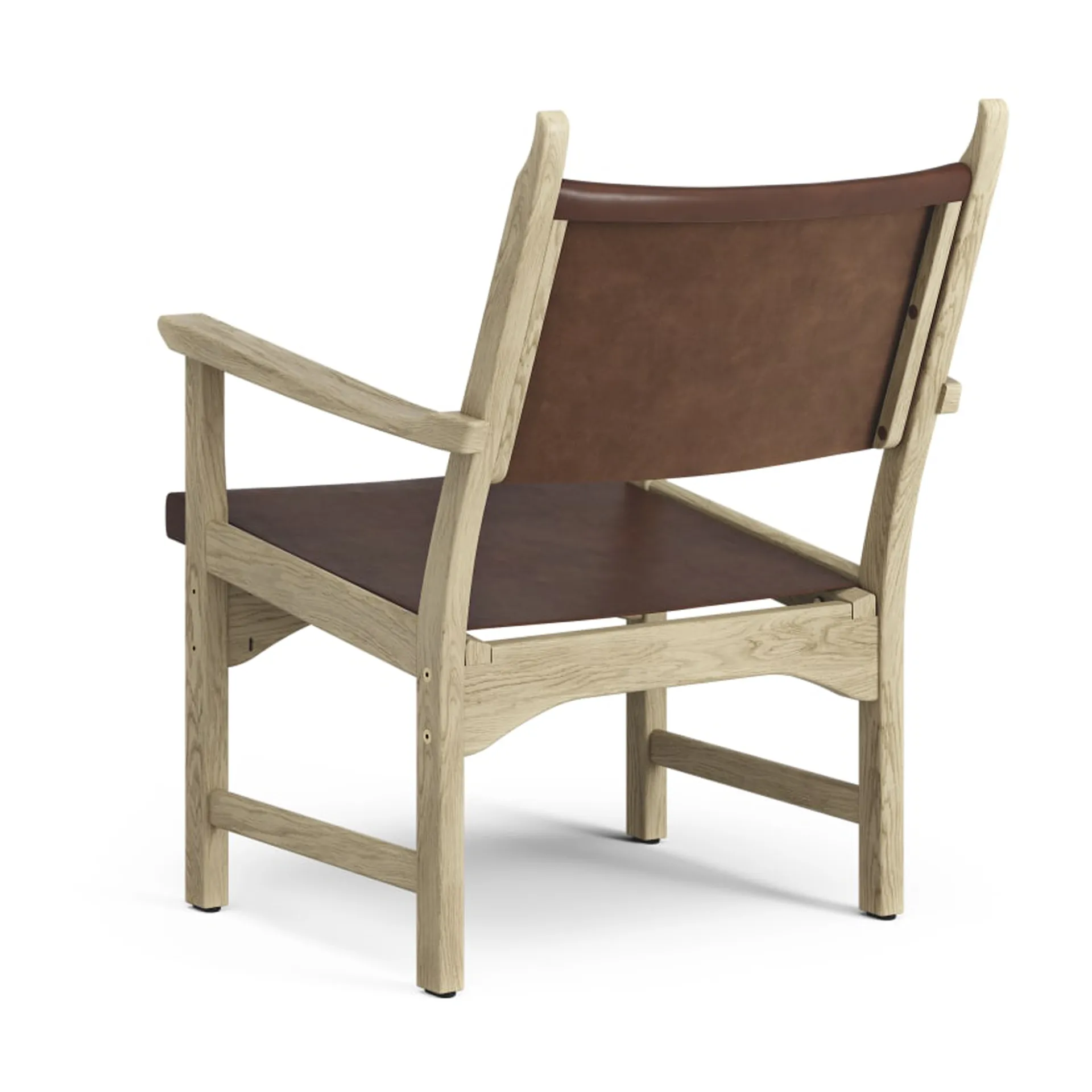 Caryngo fauteuil, Naturelgelakt eikenhout-leer roodbruin Swedese