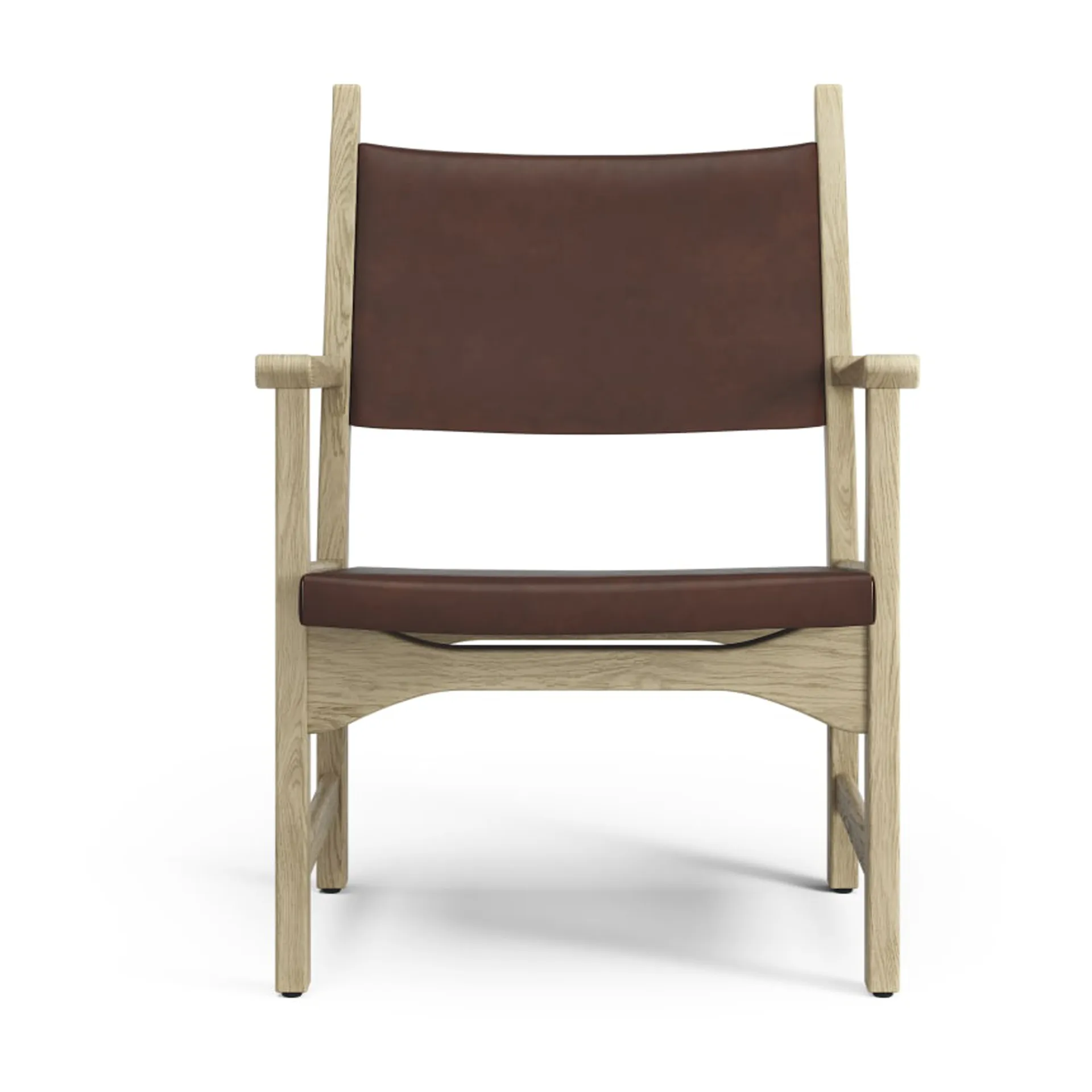 Caryngo fauteuil, Naturelgelakt eikenhout-leer roodbruin Swedese