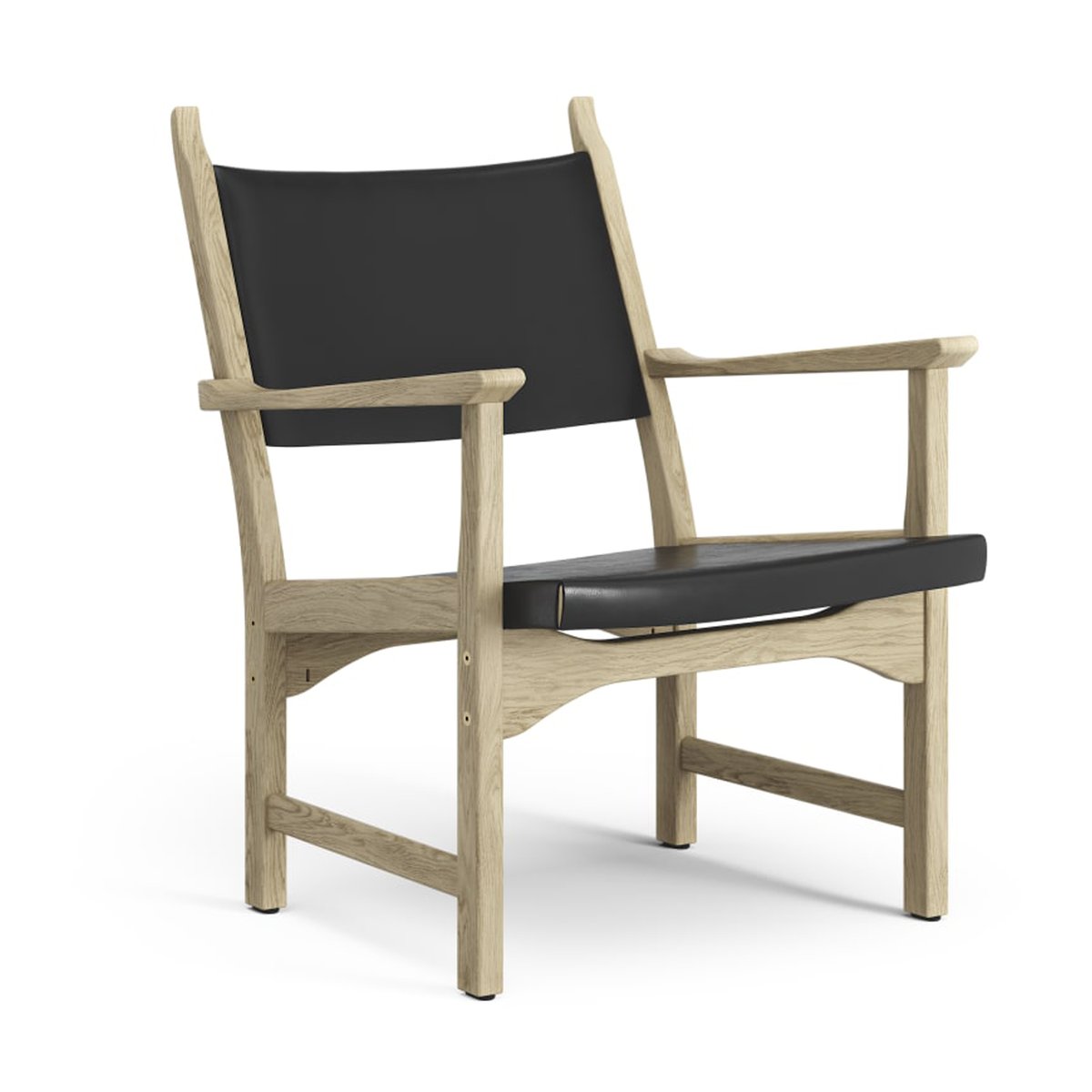 Swedese Caryngo fauteuil Naturelgelakt eikenhout-zwart zadelleer