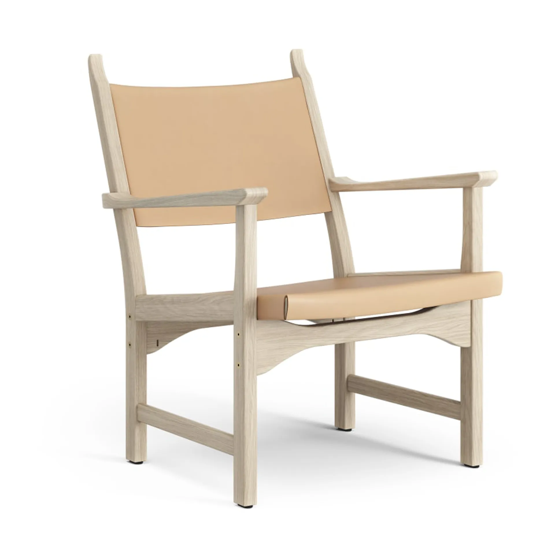 Caryngo fauteuil, Witgepigmenteerd eiken-leer naturel Swedese