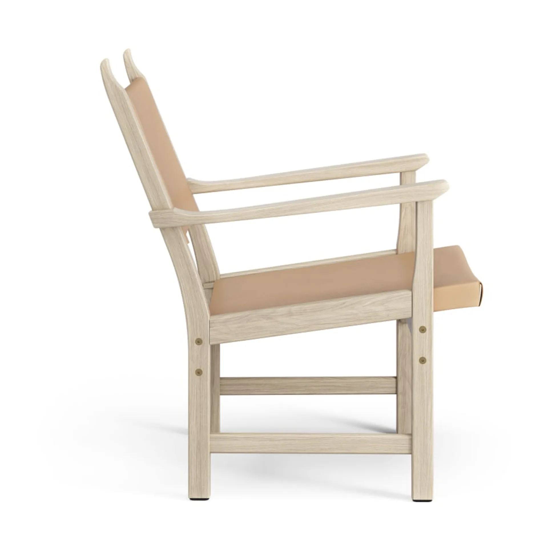 Caryngo fauteuil, Witgepigmenteerd eiken-leer naturel Swedese