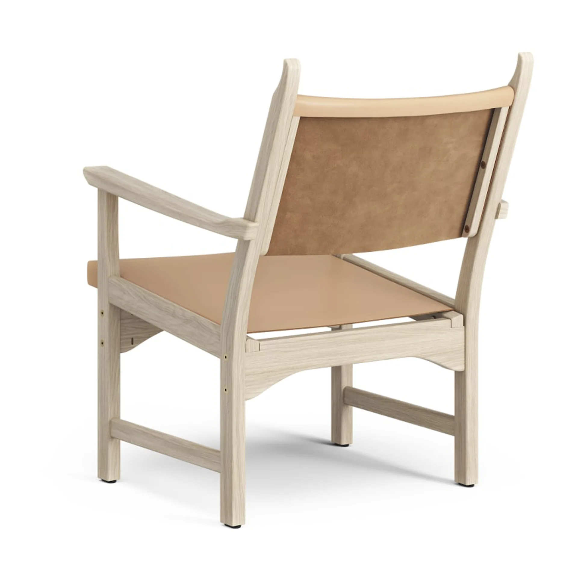 Caryngo fauteuil, Witgepigmenteerd eiken-leer naturel Swedese