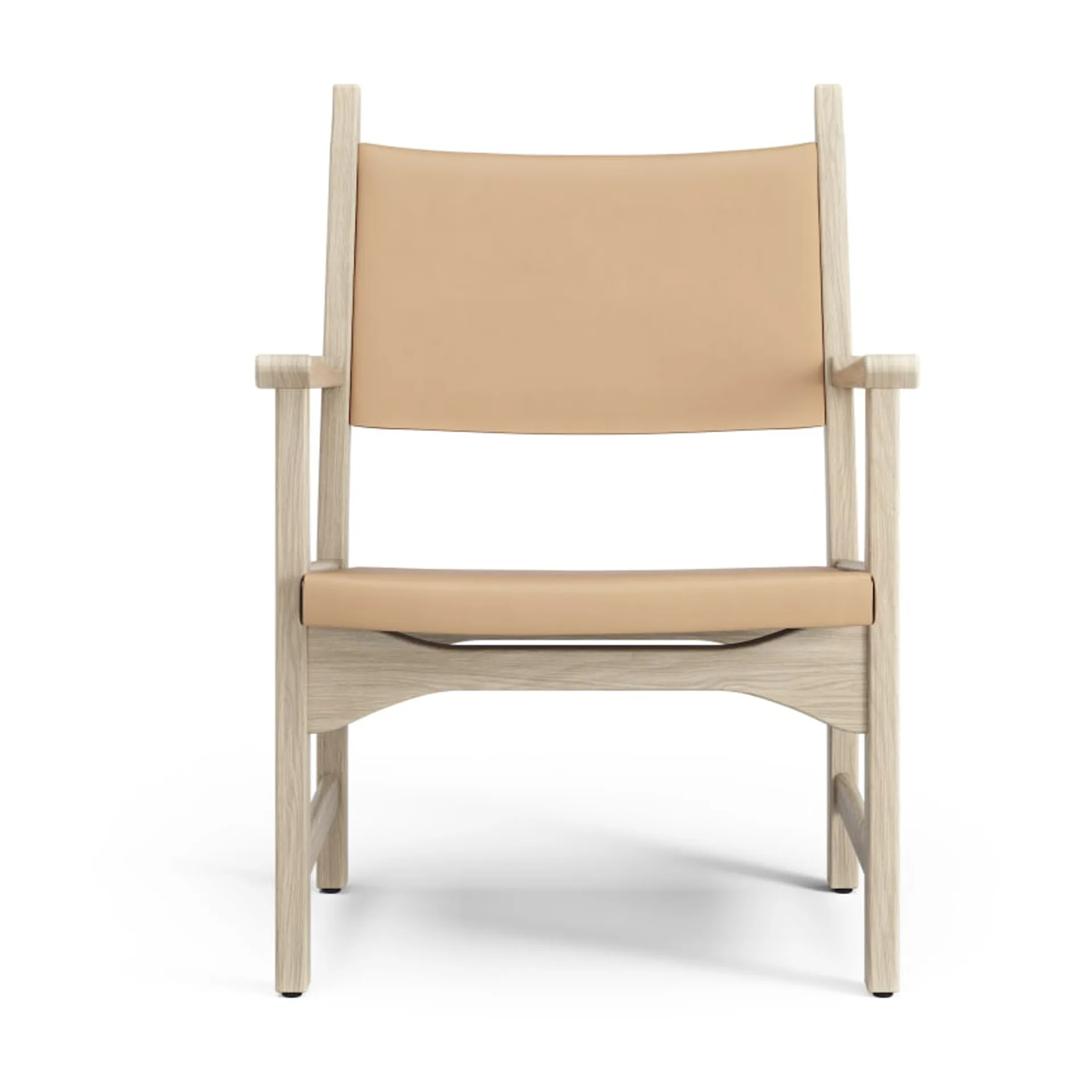 Caryngo fauteuil, Witgepigmenteerd eiken-leer naturel Swedese