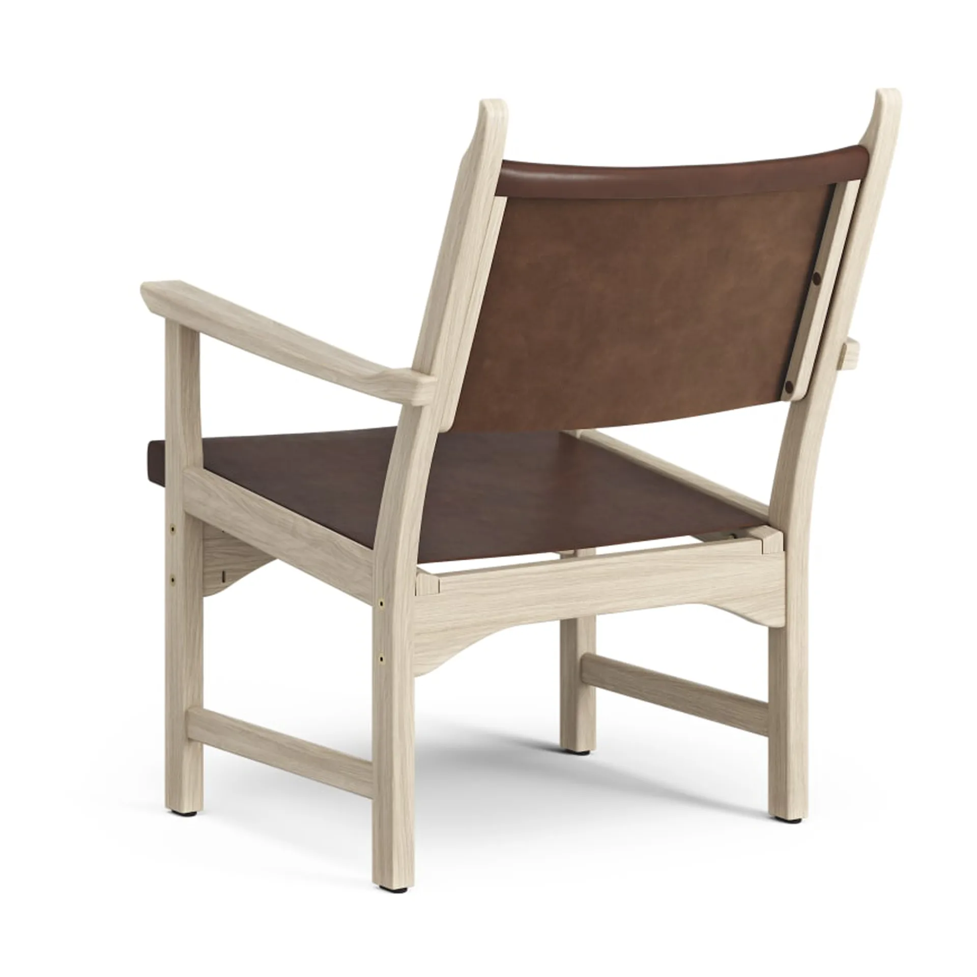 Caryngo fauteuil, Witgepigmenteerd eiken-leer roodbruin Swedese