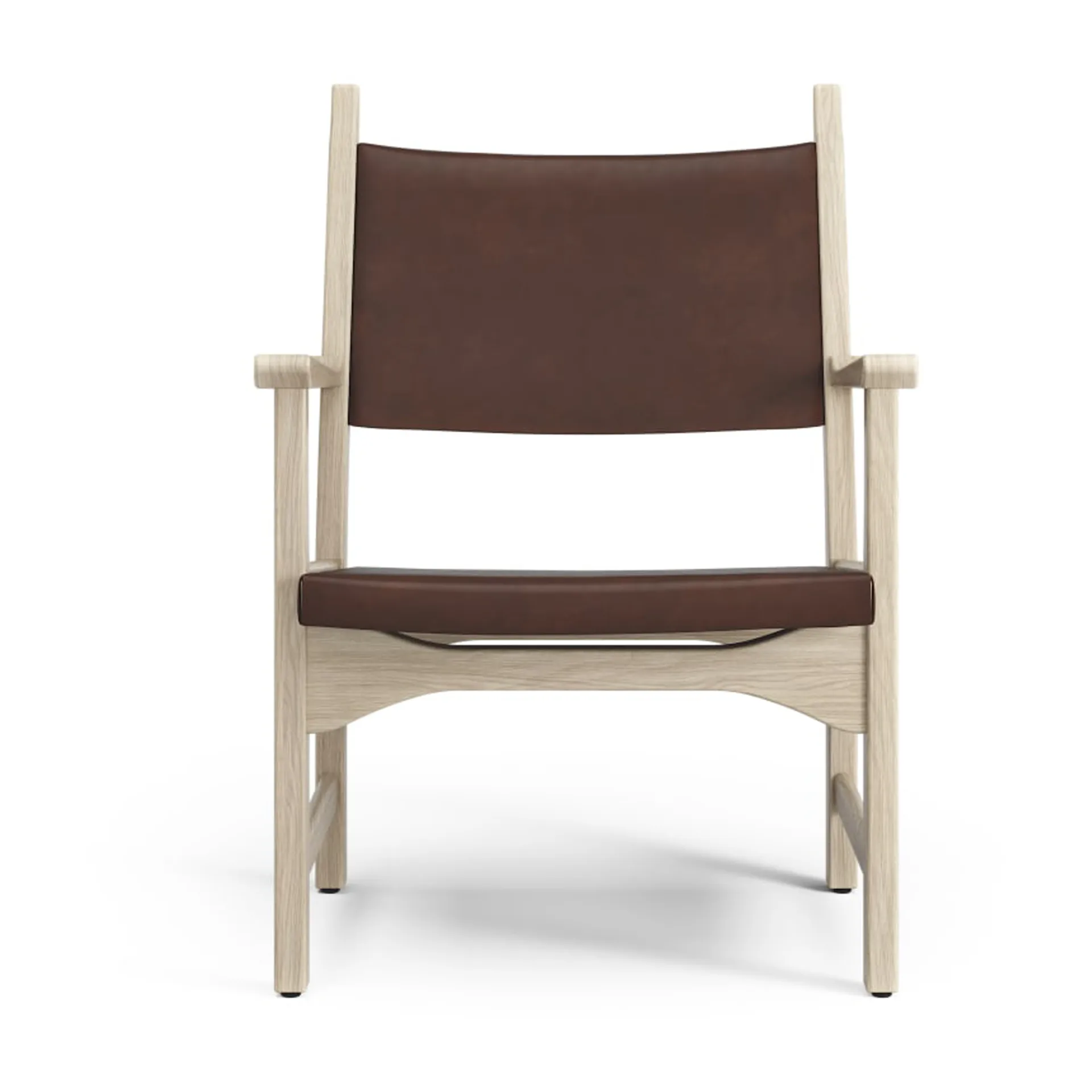 Caryngo fauteuil, Witgepigmenteerd eiken-leer roodbruin Swedese