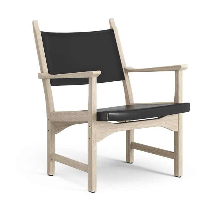 Caryngo fauteuil - Witgepigmenteerd eiken-leer zwart - Swedese