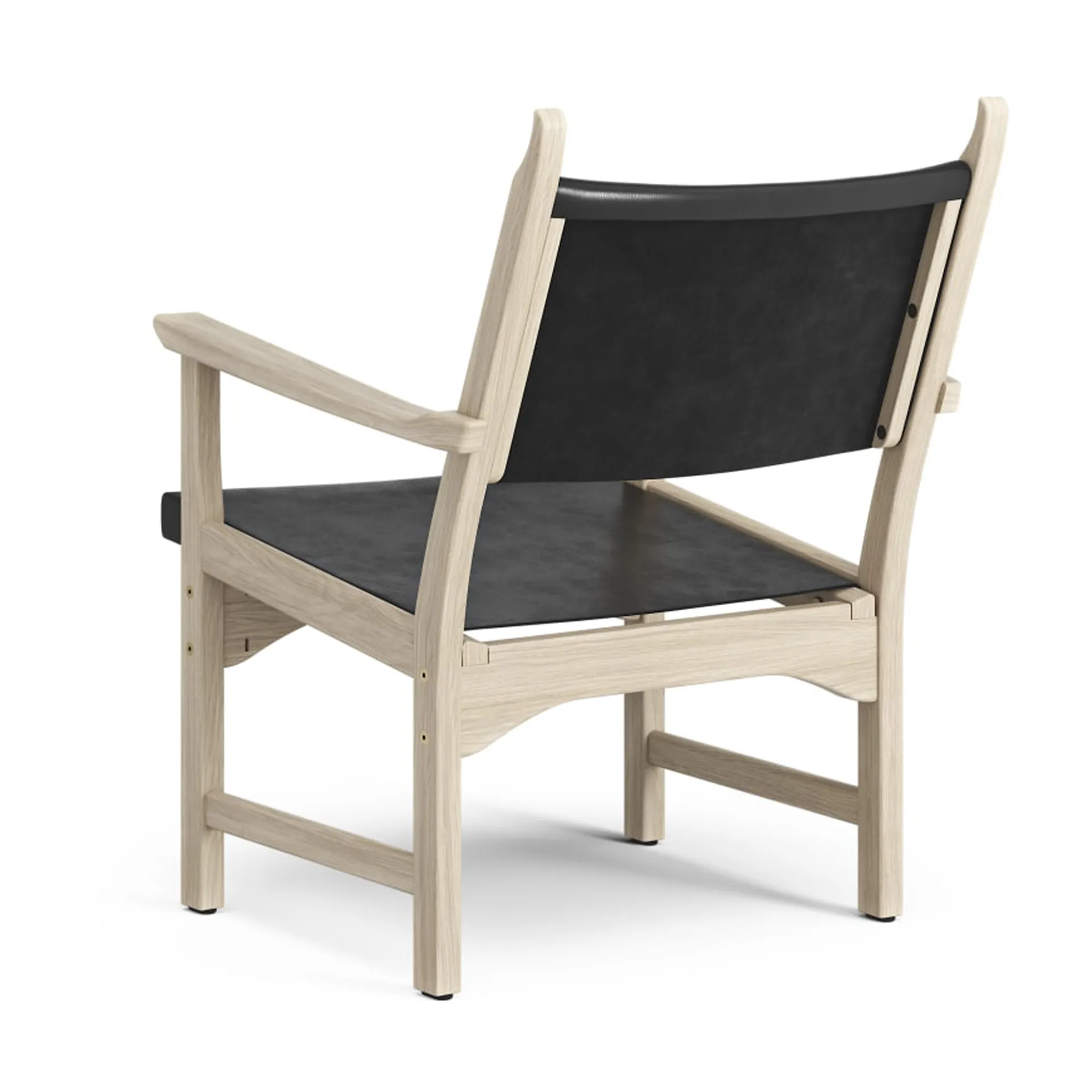 Caryngo fauteuil, Witgepigmenteerd eiken-leer zwart Swedese