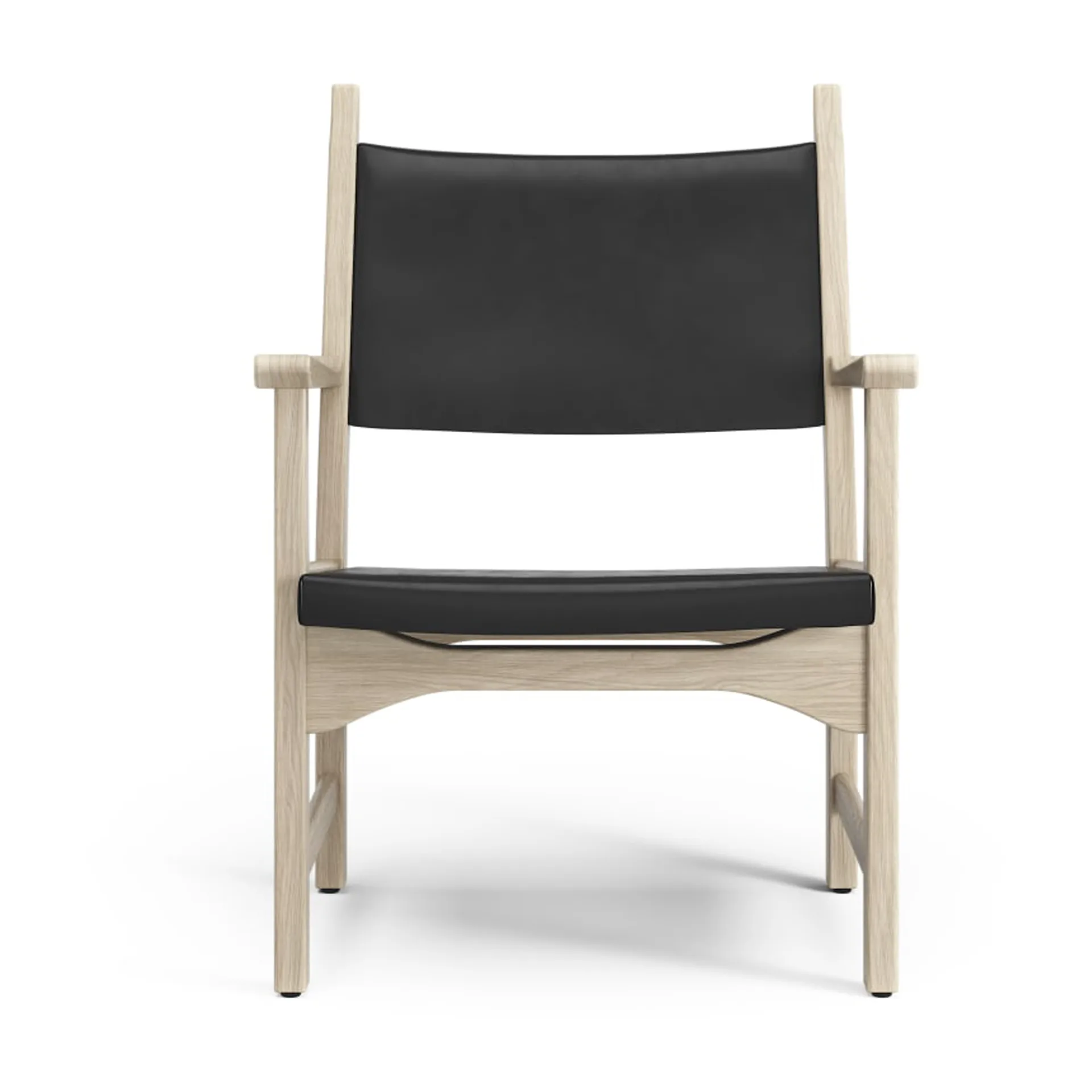 Caryngo fauteuil, Witgepigmenteerd eiken-leer zwart Swedese