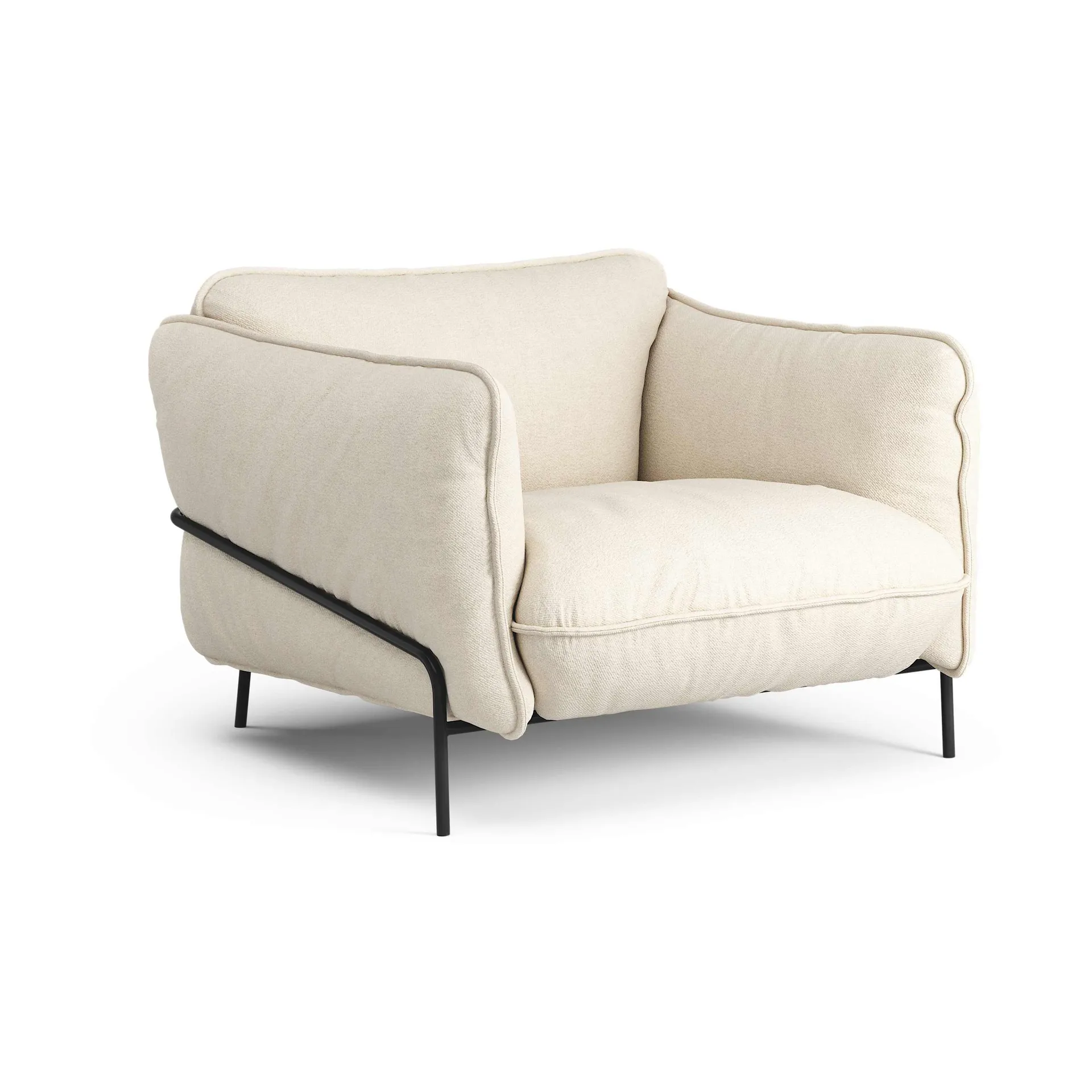 Continental fauteuil, Sealife Light beige/white-zwartgelaktstaal Swedese