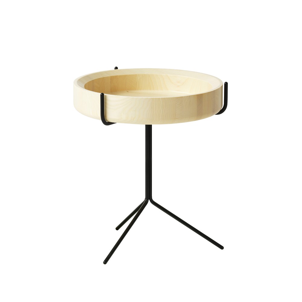 Swedese Drum tafel naturellak-h.46cm-zwart onderstel