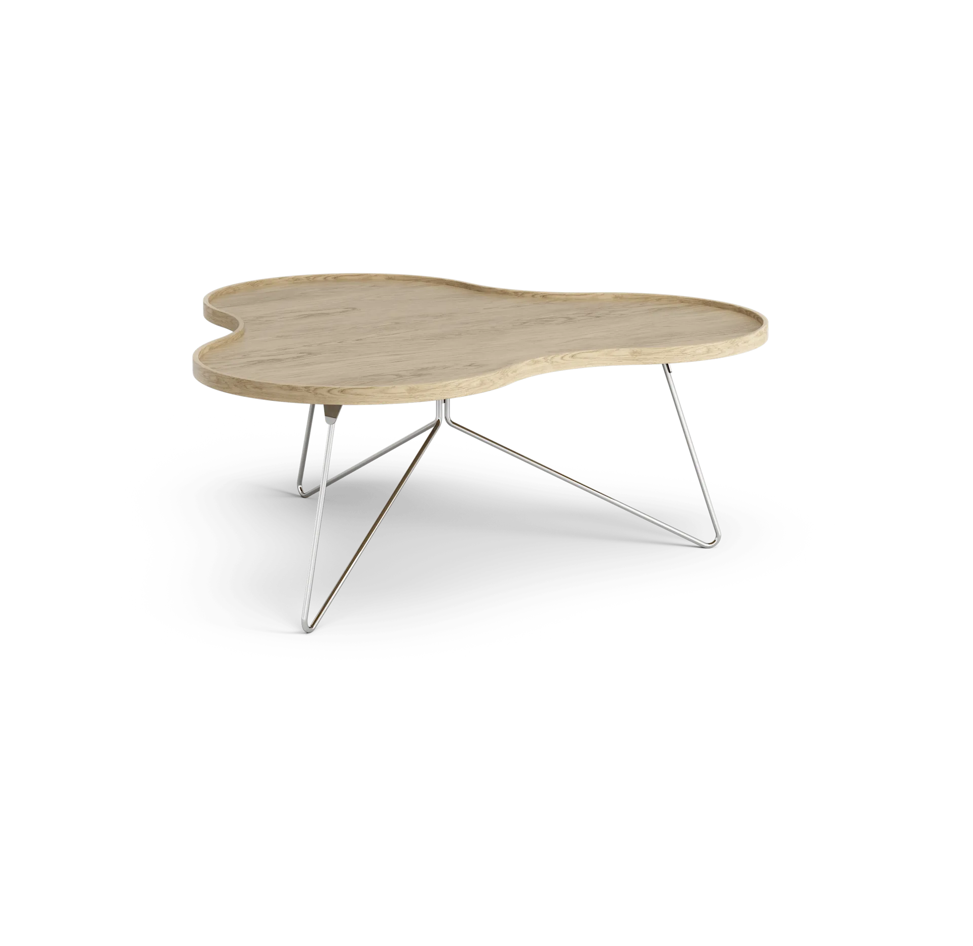 Flower mono tafel 107x114 cm, H45 cm-naturel eiken-chroom Swedese