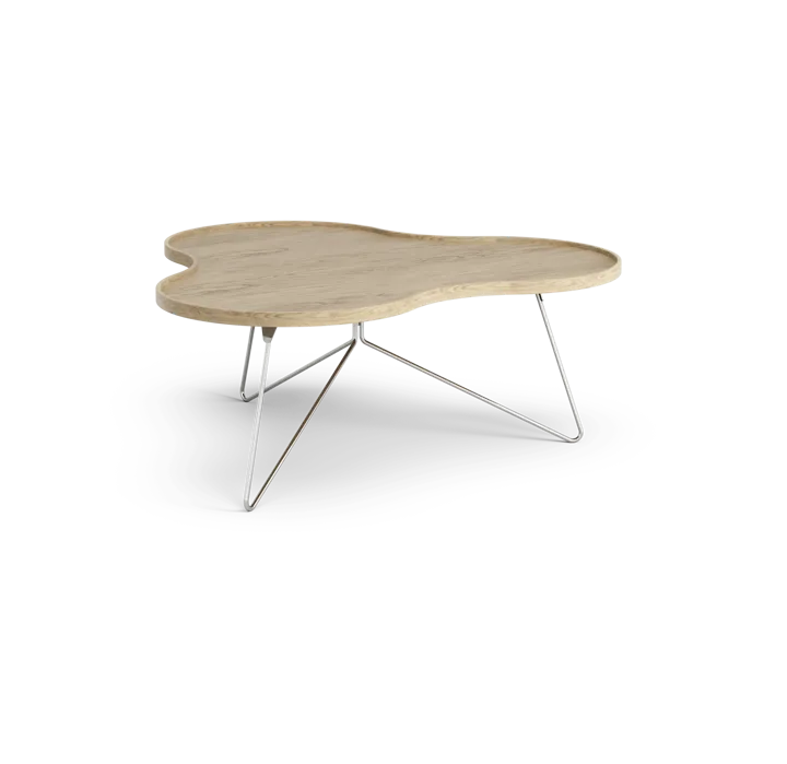 Flower mono tafel 107x114 cm - H45 cm-naturel eiken-chroom - Swedese