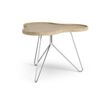 Flower mono tafel 62 x 66cm - eikenhout natuur, 45cm, chromen onderstel - Swedese