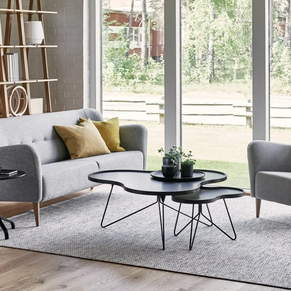 Flower mono tafel 62 x 66cm, eikenhout natuur, 45cm, chromen onderstel Swedese