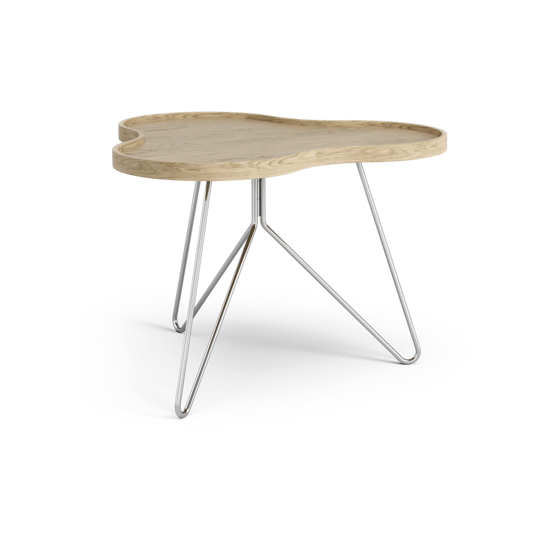 Flower mono tafel 62x66 cm, H45cm-naturel eiken-chroom Swedese