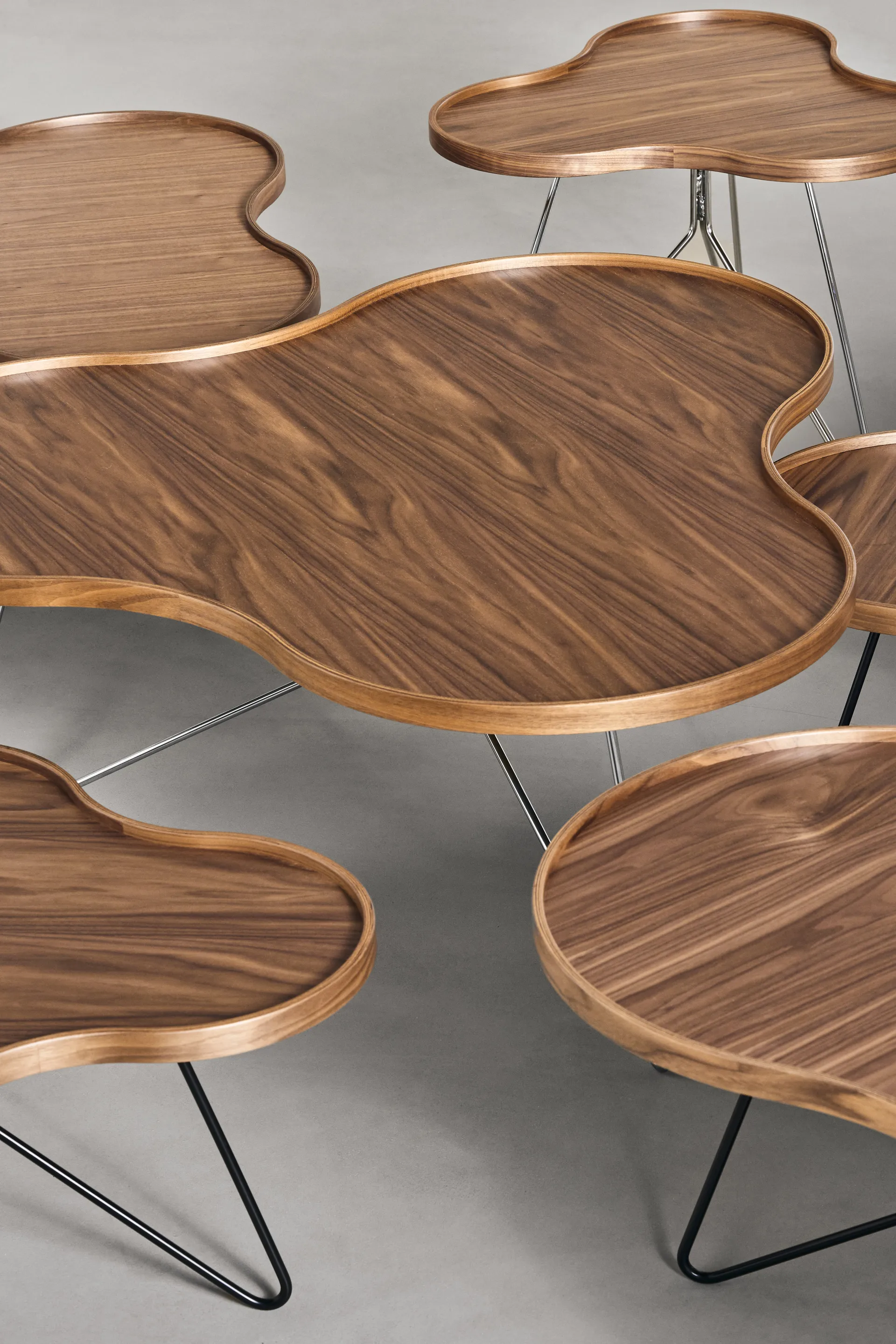 Flower mono tafel Special Edition 107x114 cm, H45 cm-geverfd walnoot-verchroomd staal Swedese