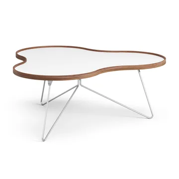 Flower tafel 107 x 114cm - H45cm-wit-walnoothouten rand-chroom - Swedese