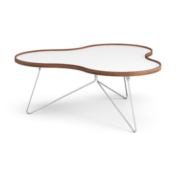 Flower tafel 107 x 114cm - H45cm-wit-walnoothouten rand-chroom - Swedese