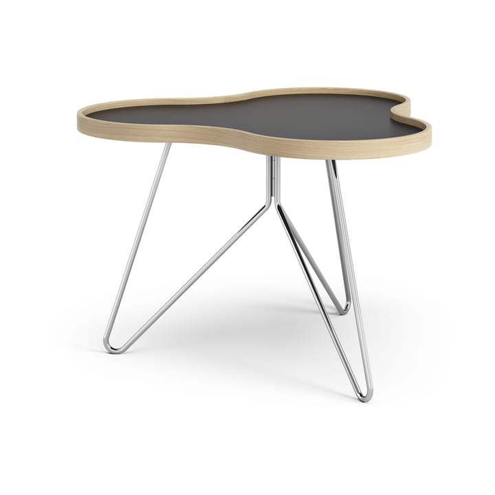 Flower tafel 62 x 66cm - 45 cm, Zwart-eikenhouten rand-verchroomd onderstel - Swedese
