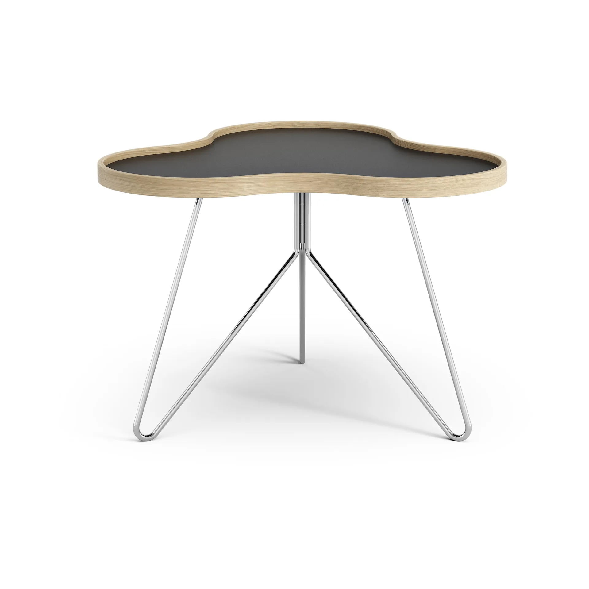 Flower tafel 62 x 66cm, 45 cm, Zwart-eikenhouten rand-verchroomd onderstel Swedese