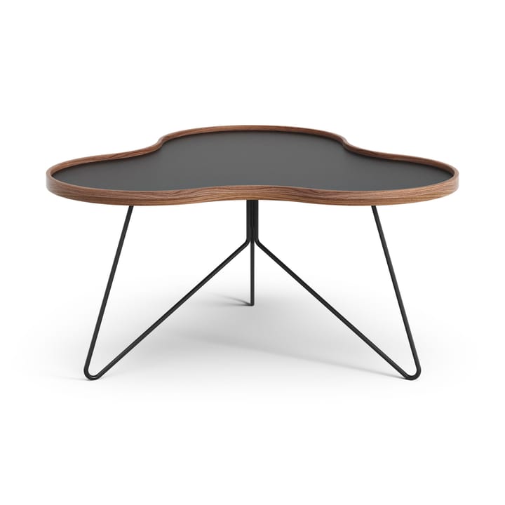Flower tafel 84 x 90cm, H45-zwart-walnoothouten rand-zwart onderstel Swedese