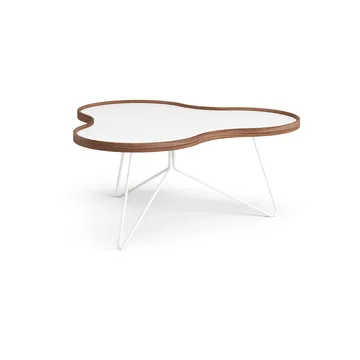 Flower tafel 84 x 90cm - wit, 39cm, walnoothouten rand, wit onderstel - Swedese