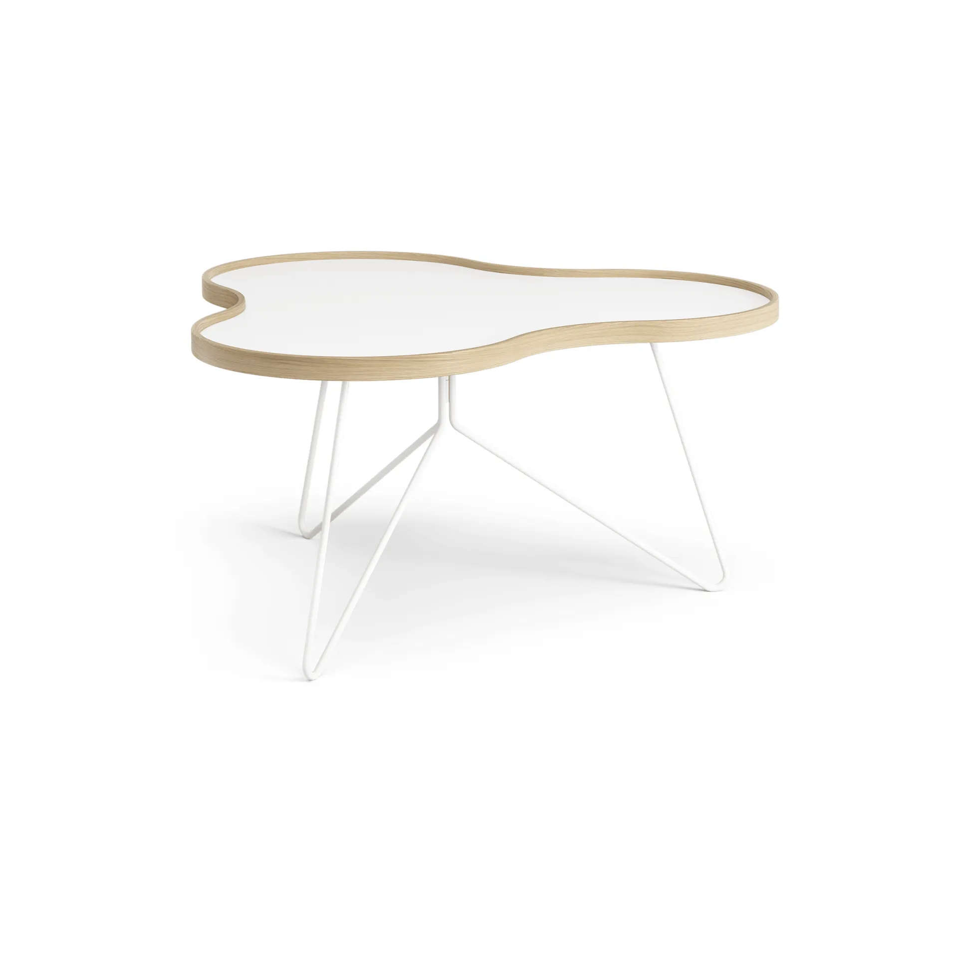 Flower tafel 84 x 90cm, wit, 45cm, eikenhouten rand, wit onderstel Swedese