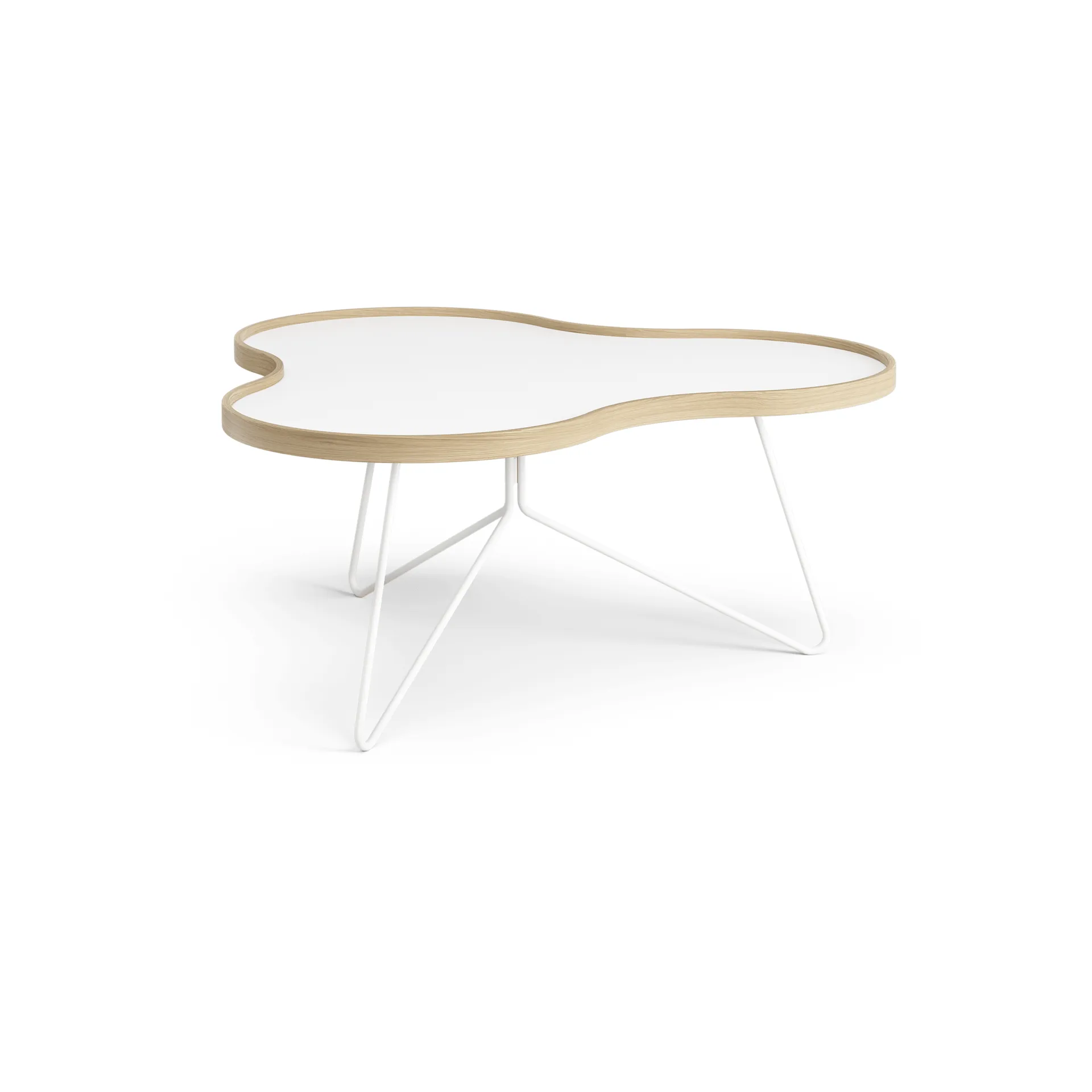 Flower tafel 84x90 cm, H39cm-wit-eiken-wit onderstel Swedese