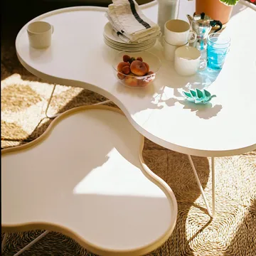 Flower tafel 84x90 cm - H39cm-wit-eiken-wit onderstel - Swedese