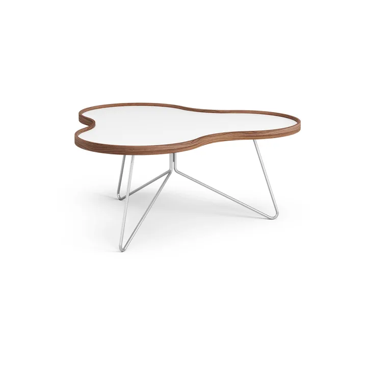 Flower tafel 84x90 cm - H39cm-wit-walnoot-chroom - Swedese