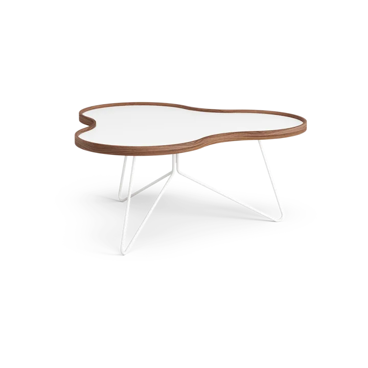 Flower tafel 84x90 cm - H39cm-wit-walnoot-wit onderstel - Swedese