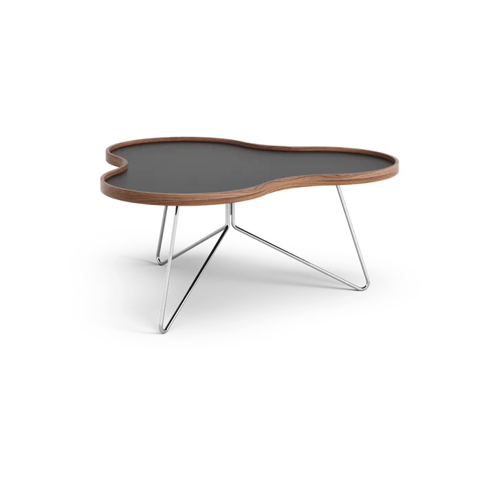 Flower tafel 84x90 cm - H39cm-zwart-walnoot-chroom - Swedese