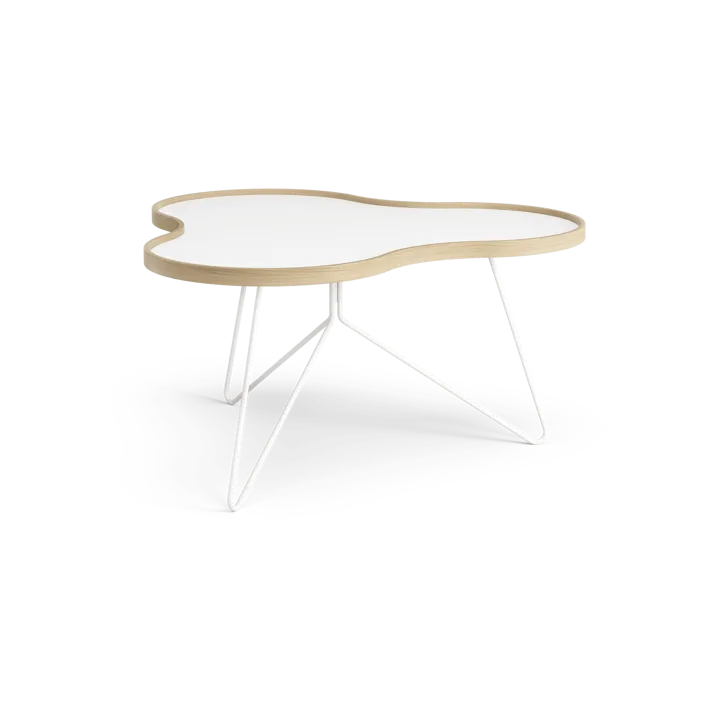 Flower tafel 84x90 cm - H45cm-wit-eiken-wit onderstel - Swedese