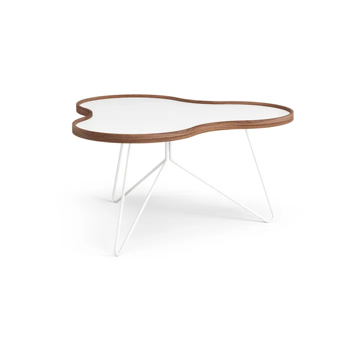 Flower tafel 84x90 cm - H45cm-wit-walnoot-wit onderstel - Swedese