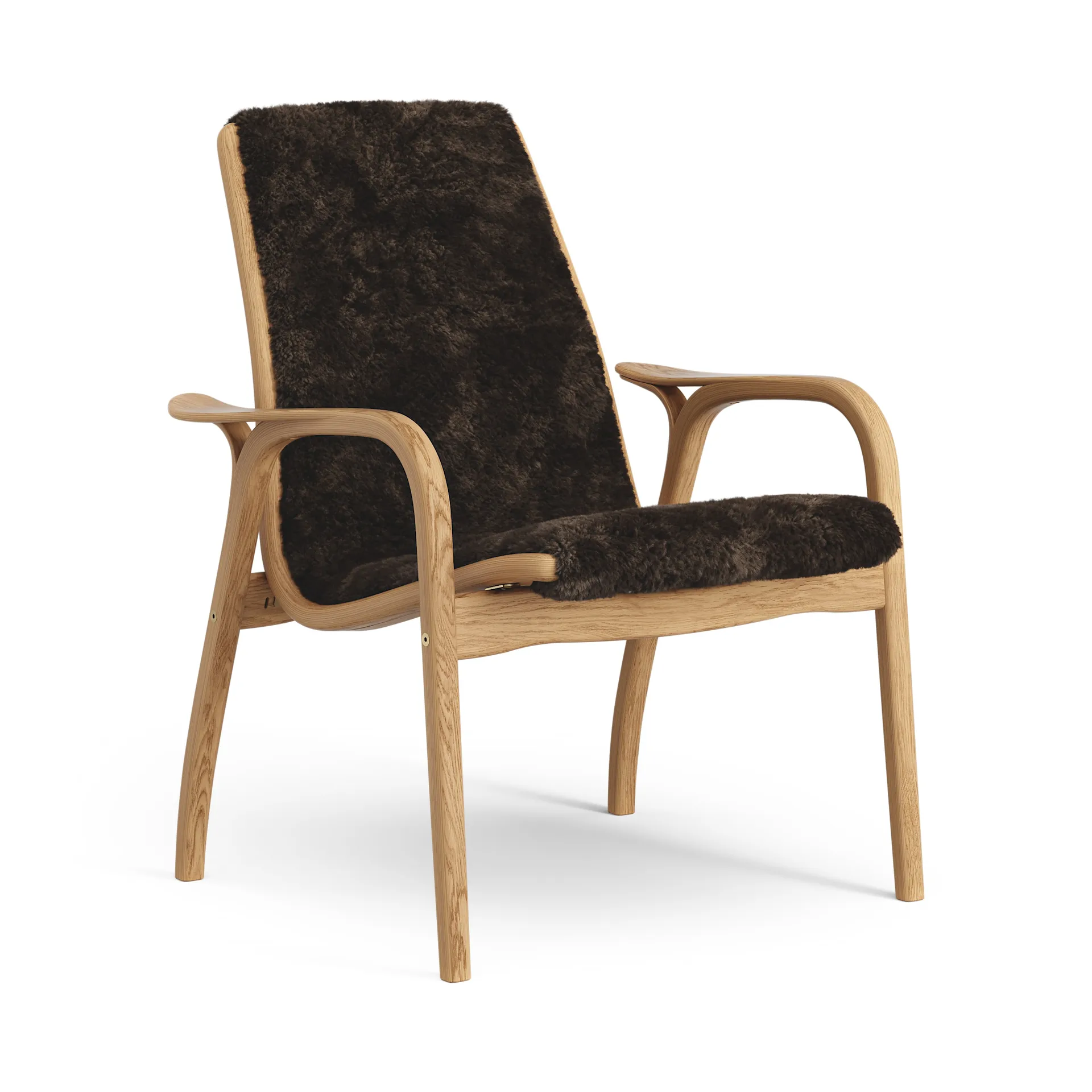 Laminett Fauteuil Eik geolied / schapenvacht, Espresso (bruin) Swedese