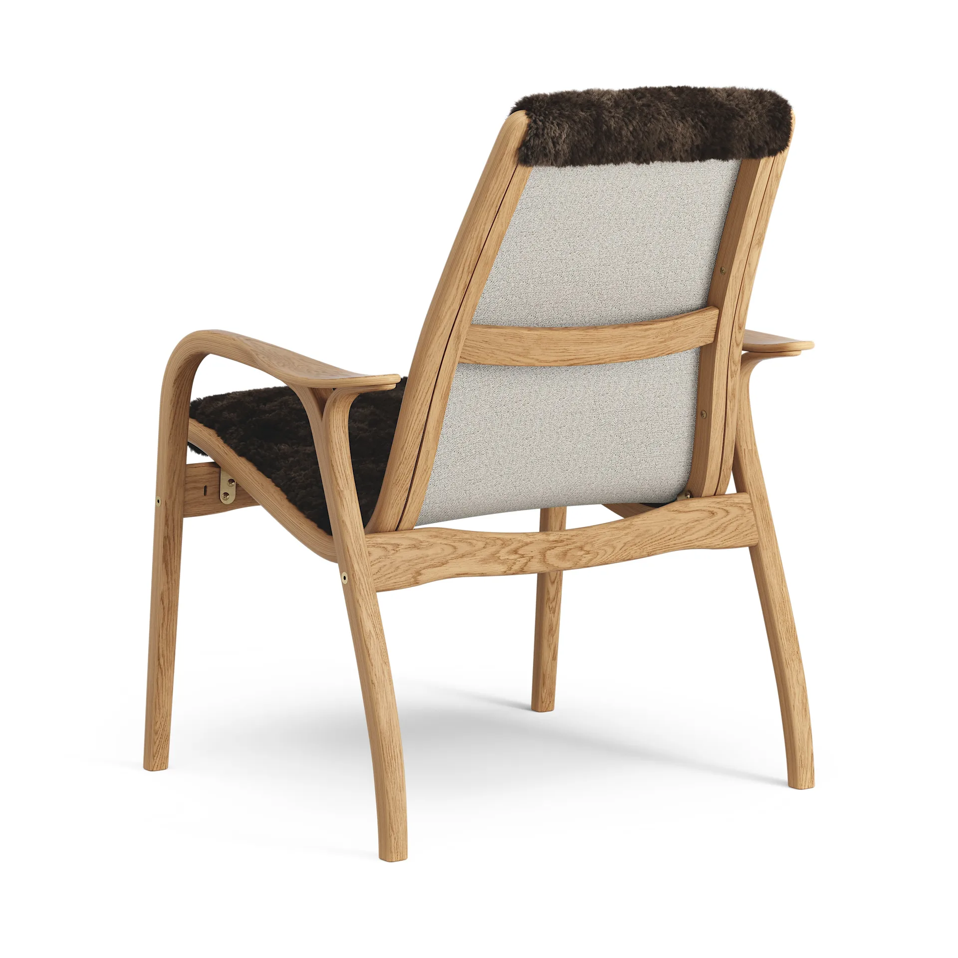 Laminett Fauteuil Eik geolied / schapenvacht, Espresso (bruin) Swedese
