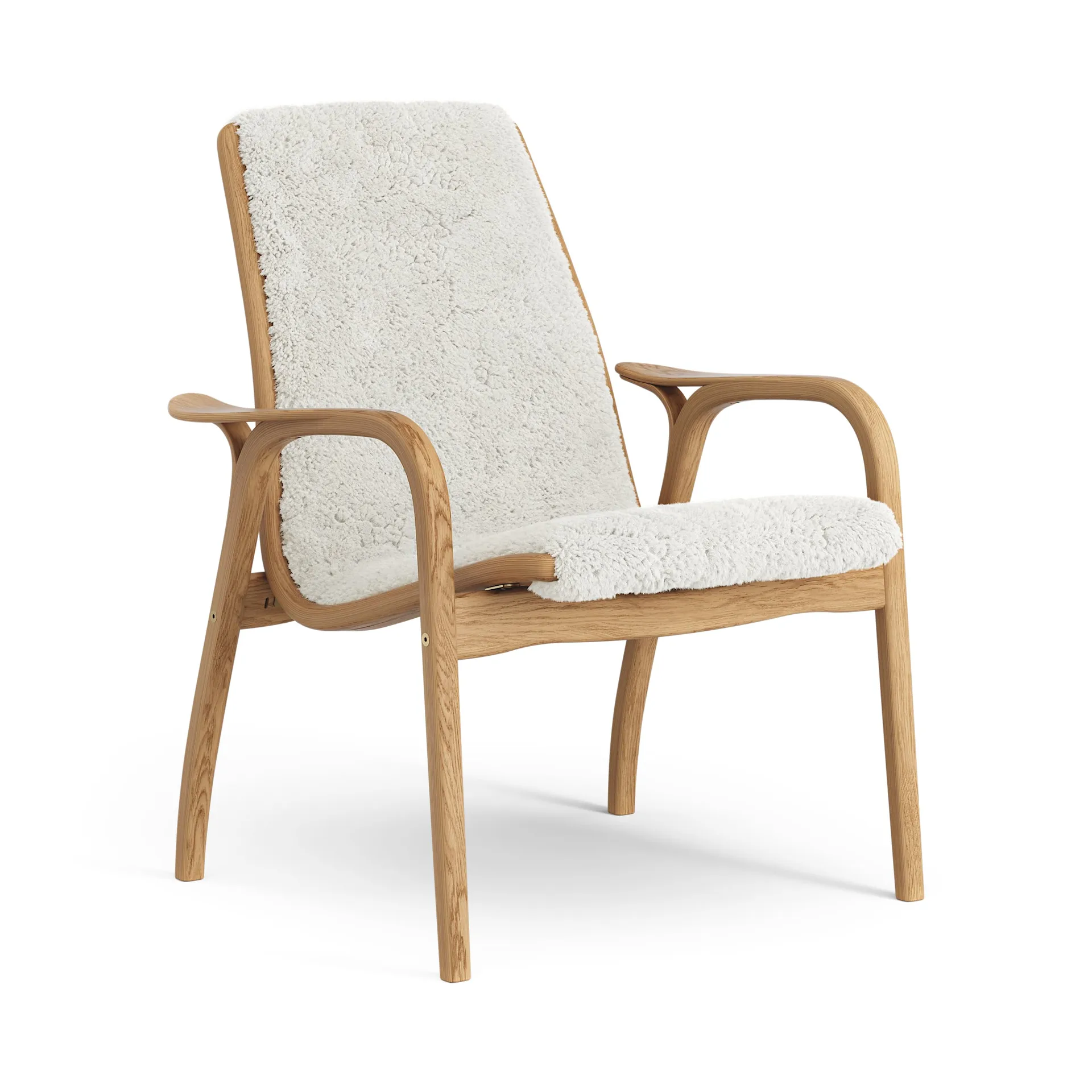 Laminett Fauteuil Eik geolied / schapenvacht, Offwhite (wit) Swedese