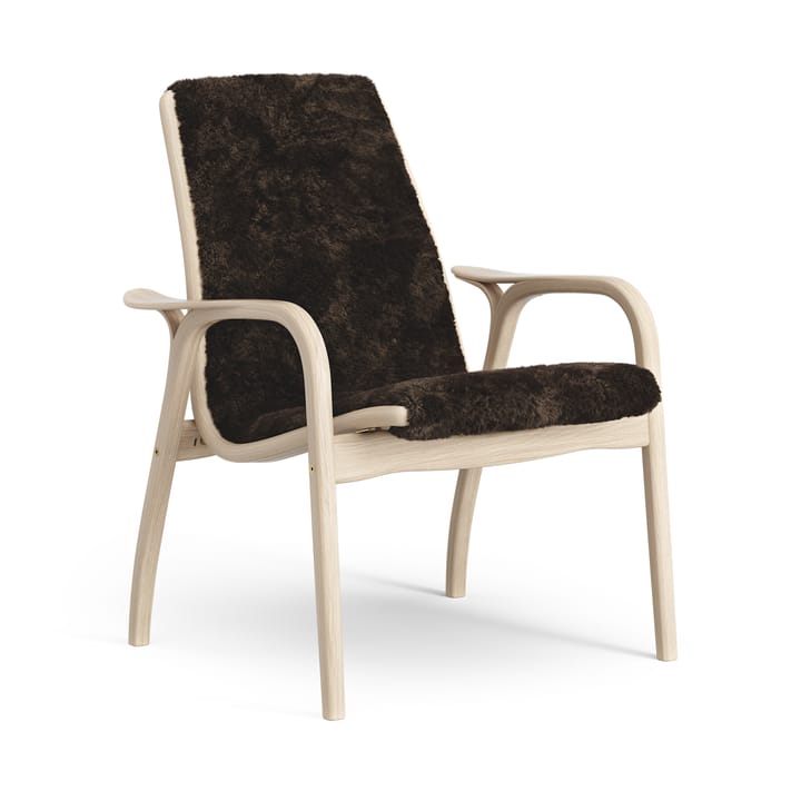 Laminett Fauteuil Eik wit gepigmenteerd / schapenvacht - Espresso (bruin) - Swedese