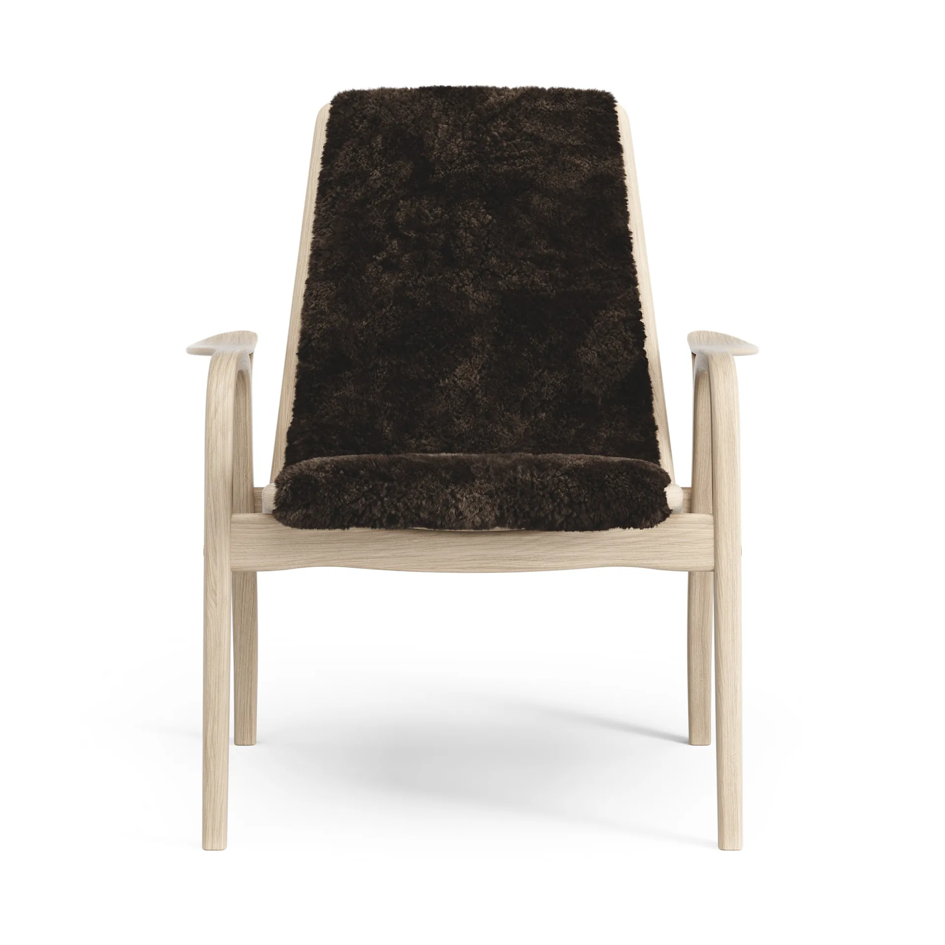 Laminett Fauteuil Eik wit gepigmenteerd / schapenvacht, Espresso (bruin) Swedese