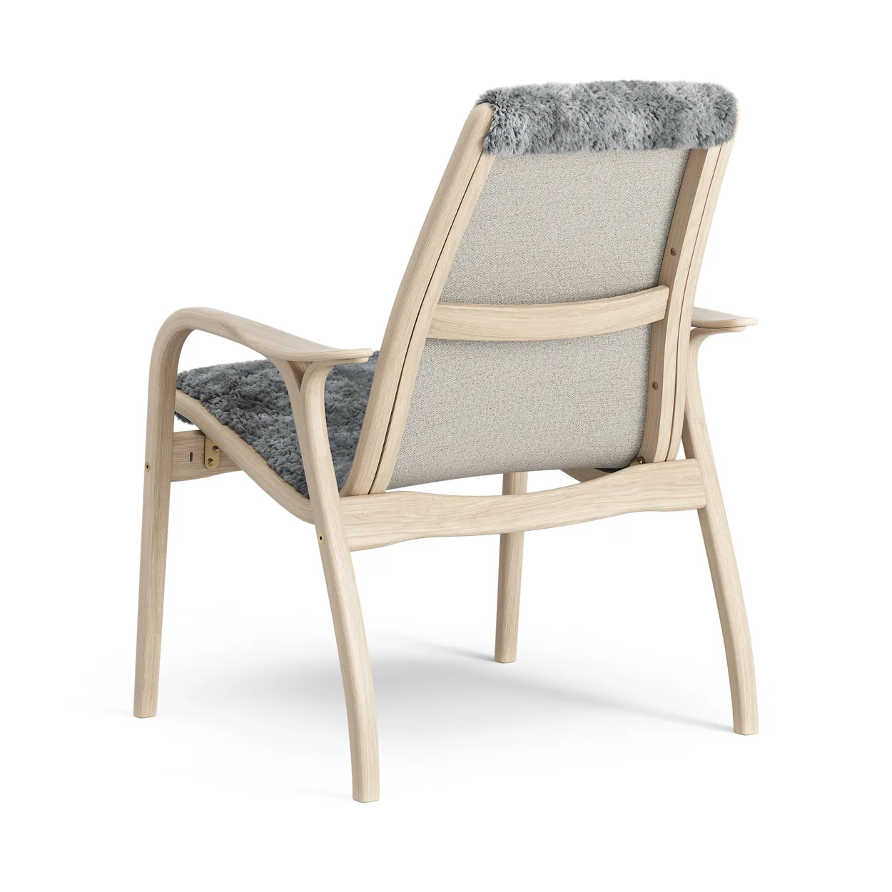 Swedese Laminett Fauteuil Eik wit gepigmenteerd / schapenvacht Scandinavian Grey (grijs)