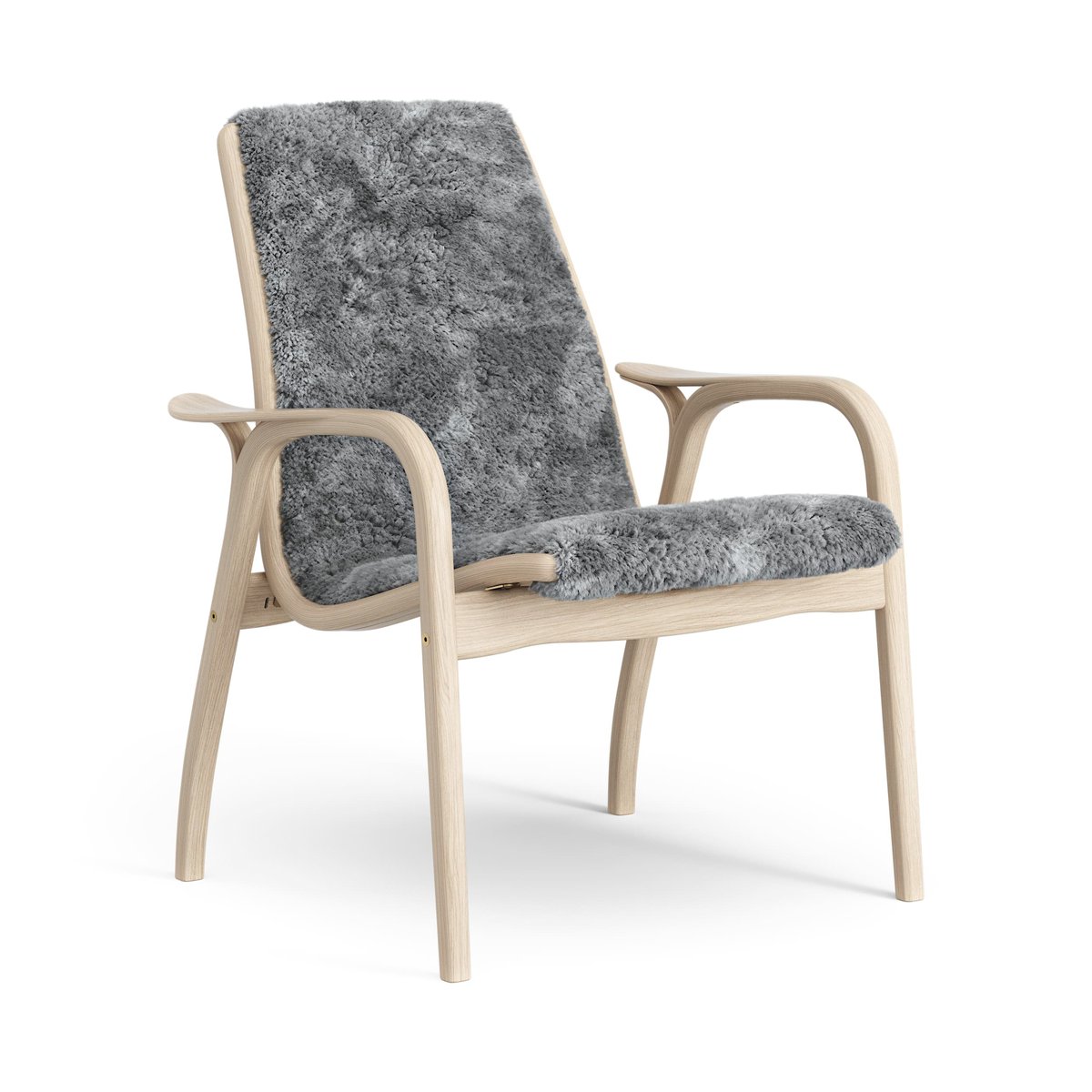 Swedese Laminett Fauteuil Eik wit gepigmenteerd / schapenvacht Scandinavian Grey (grijs)