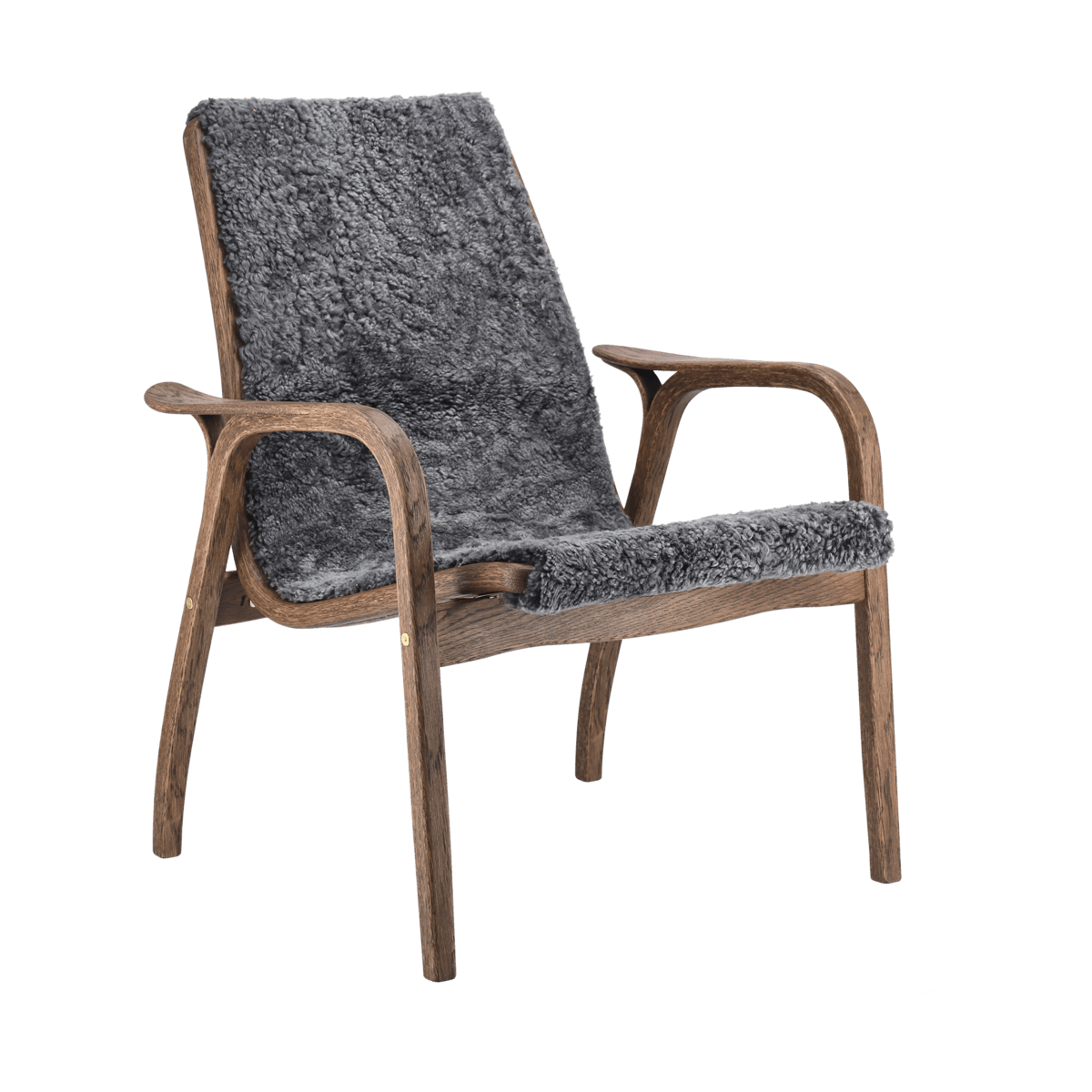 Swedese Laminett fauteuil eik/schapenvacht Special Edition Rubio Monocoat Chocolate-Charcoal