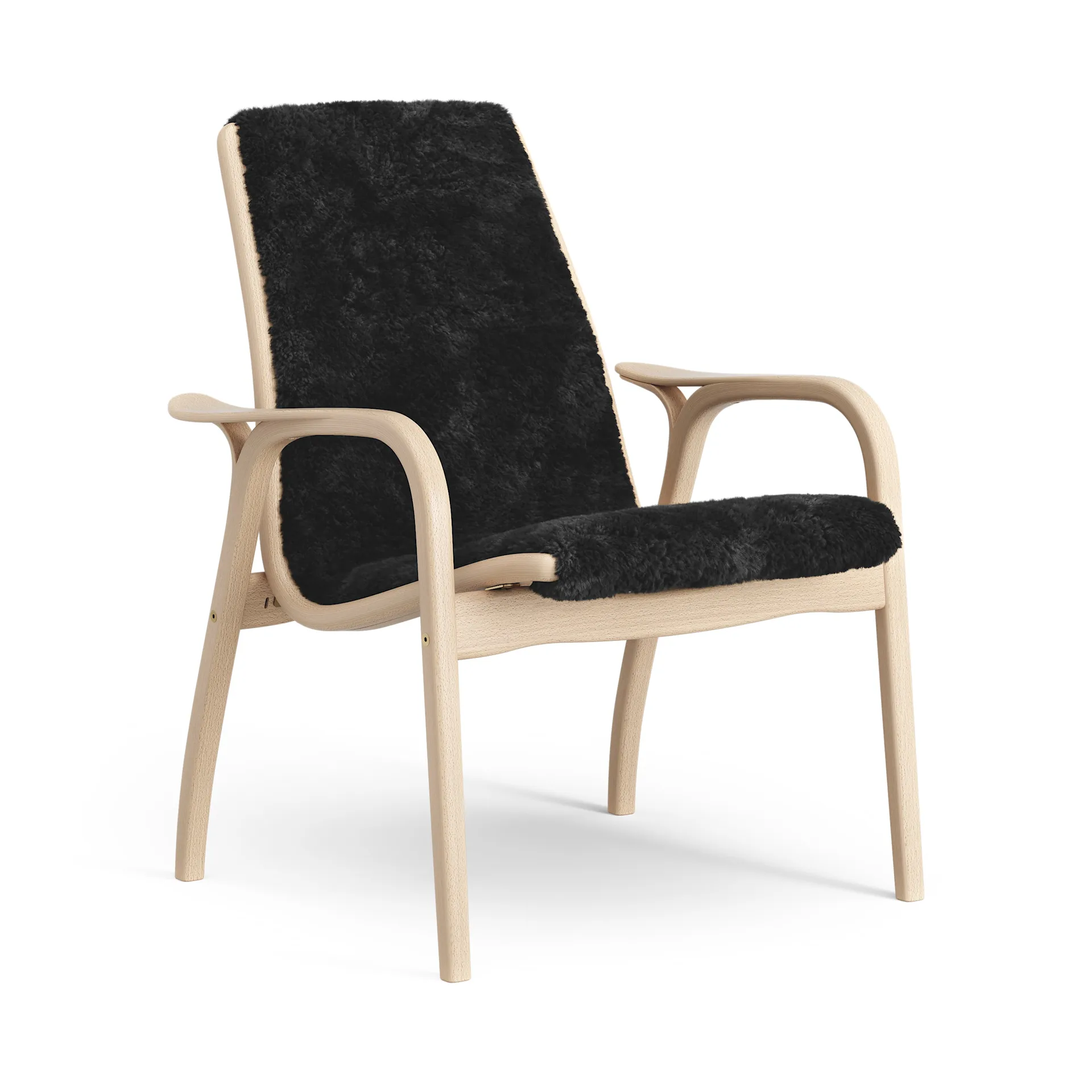 Laminett Fauteuil gelakt Beuken / schapenvacht, Black (zwart) Swedese