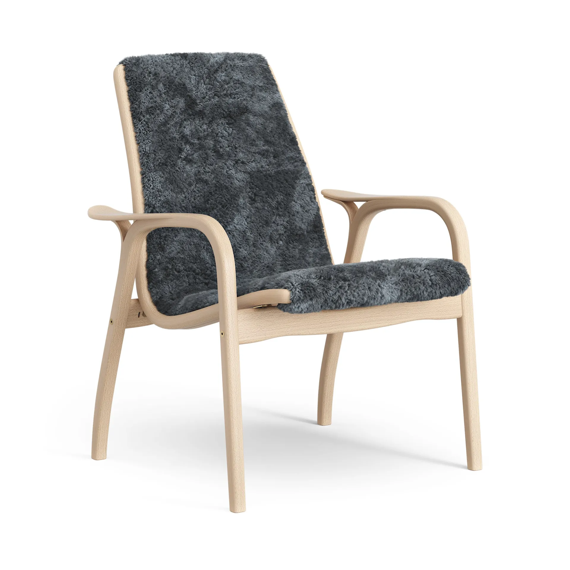 Laminett Fauteuil gelakt Beuken / schapenvacht, Charcoal (donkergrijs) Swedese