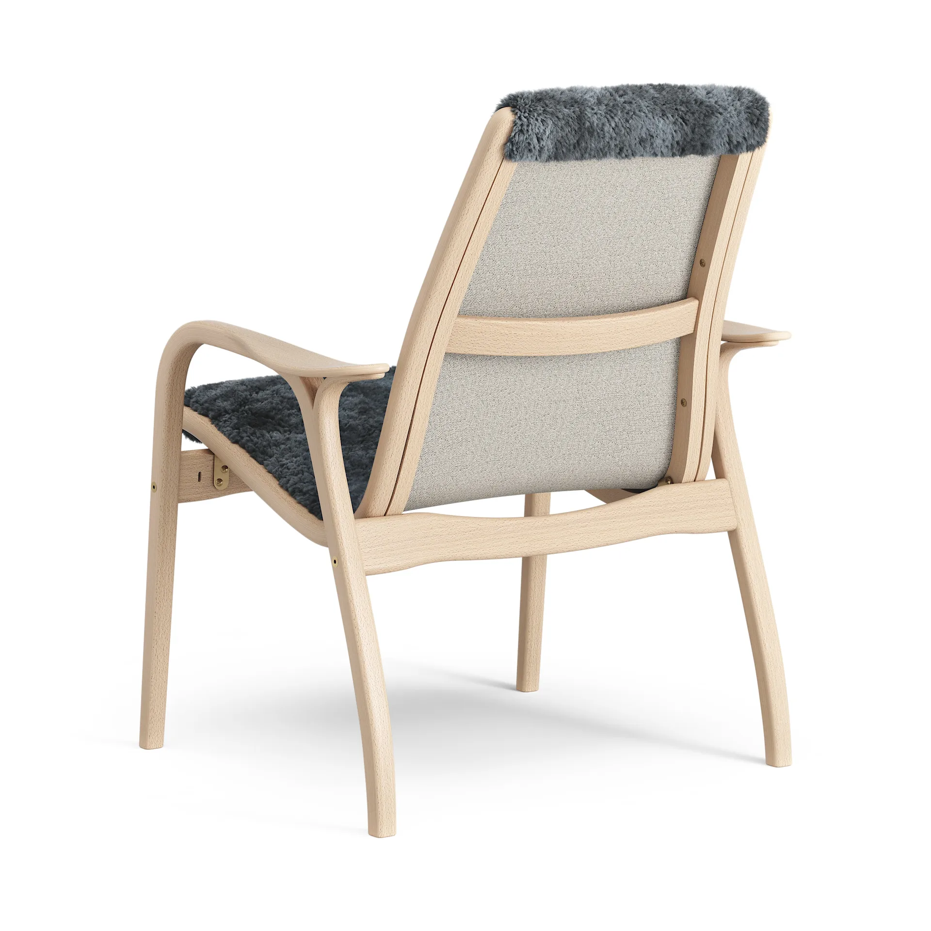 Laminett Fauteuil gelakt Beuken / schapenvacht, Charcoal (donkergrijs) Swedese