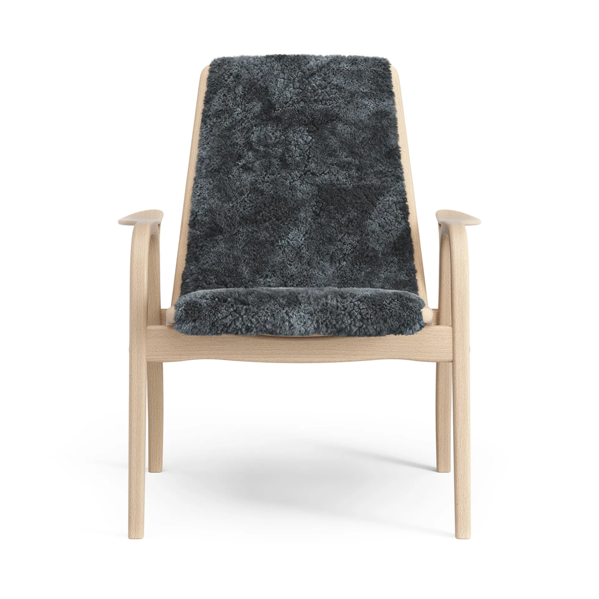 Laminett Fauteuil gelakt Beuken / schapenvacht, Charcoal (donkergrijs) Swedese