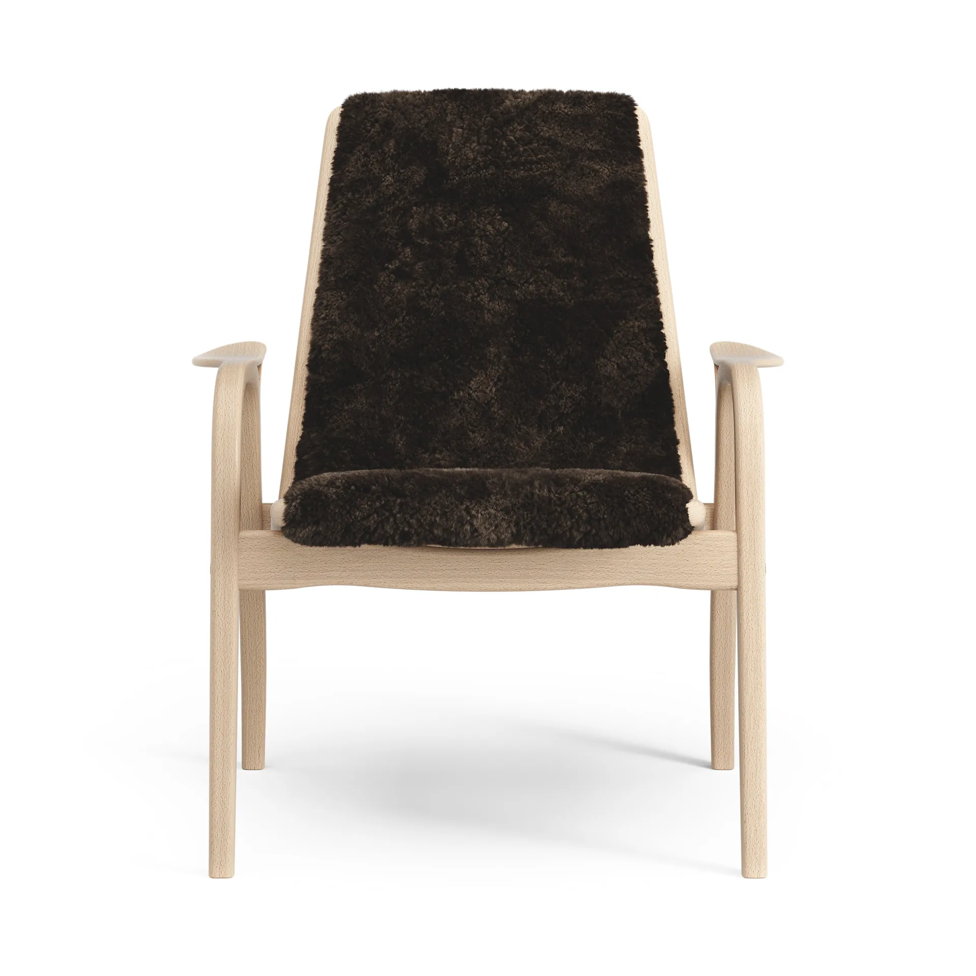 Laminett Fauteuil gelakt Beuken / schapenvacht, Espresso (bruin) Swedese