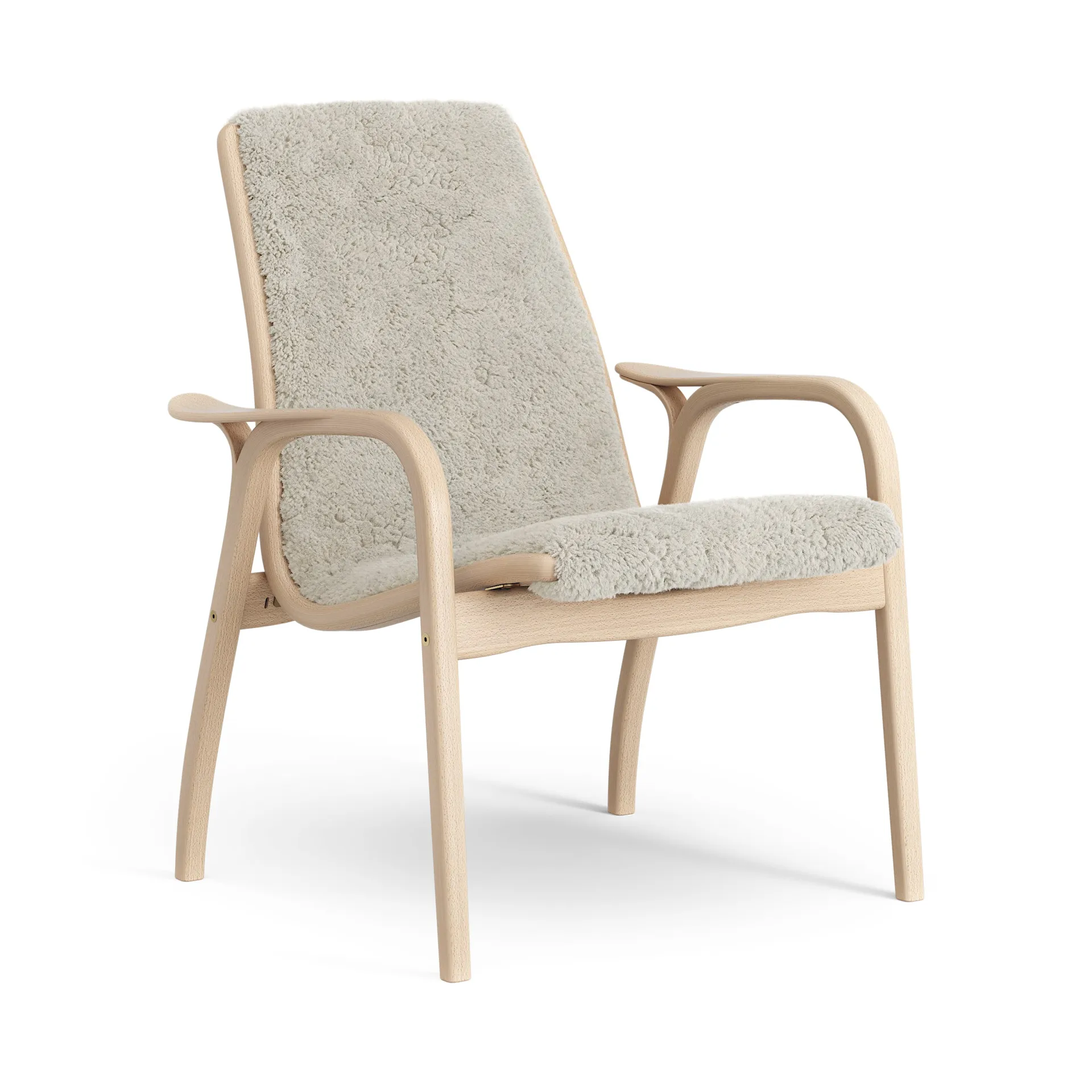 Laminett Fauteuil gelakt Beuken / schapenvacht, Moonlight (beige) Swedese