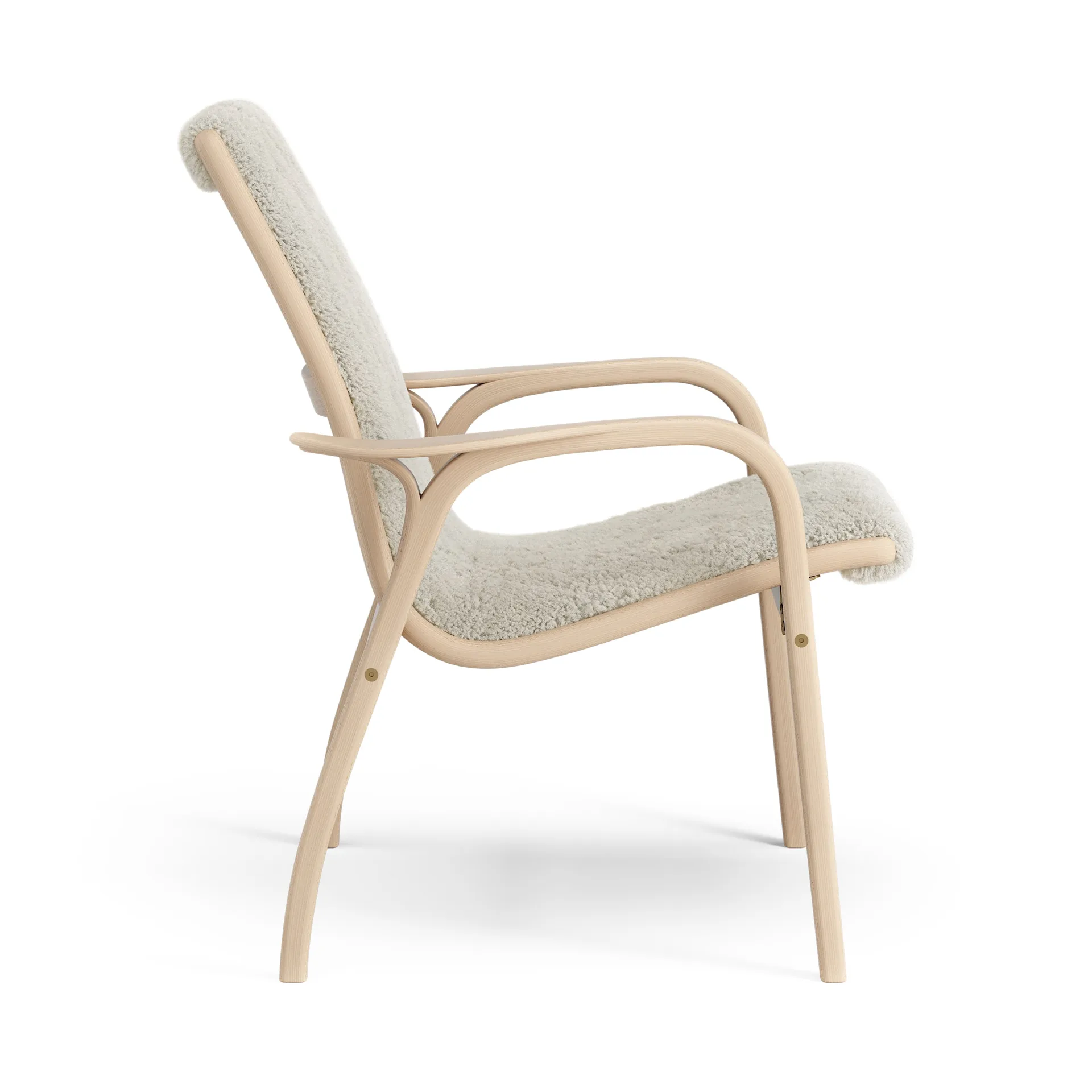 Laminett Fauteuil gelakt Beuken / schapenvacht, Moonlight (beige) Swedese