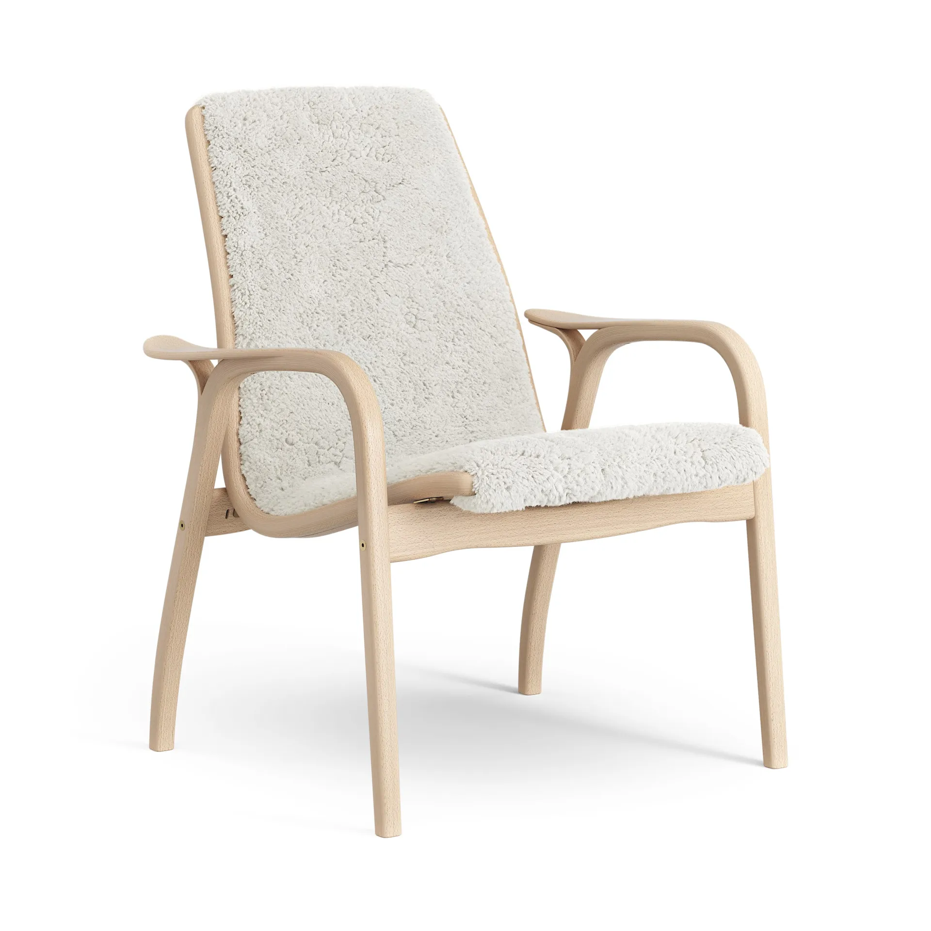 Laminett Fauteuil gelakt Beuken / schapenvacht, Offwhite (wit) Swedese